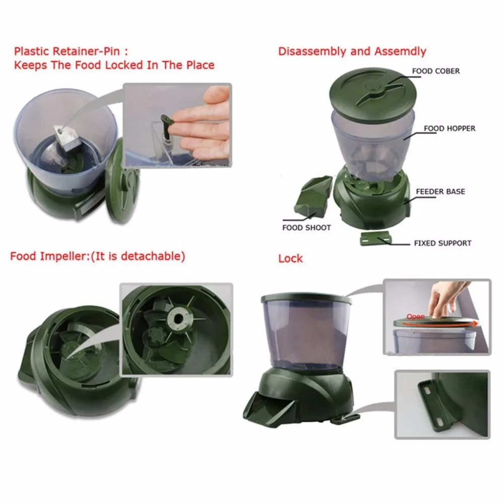 2025Pond Mangiatoia per pesci Acquario automatico Mangiatoia per pesci Alimentatore automatico programmabile a batteria per alimenti per pesci