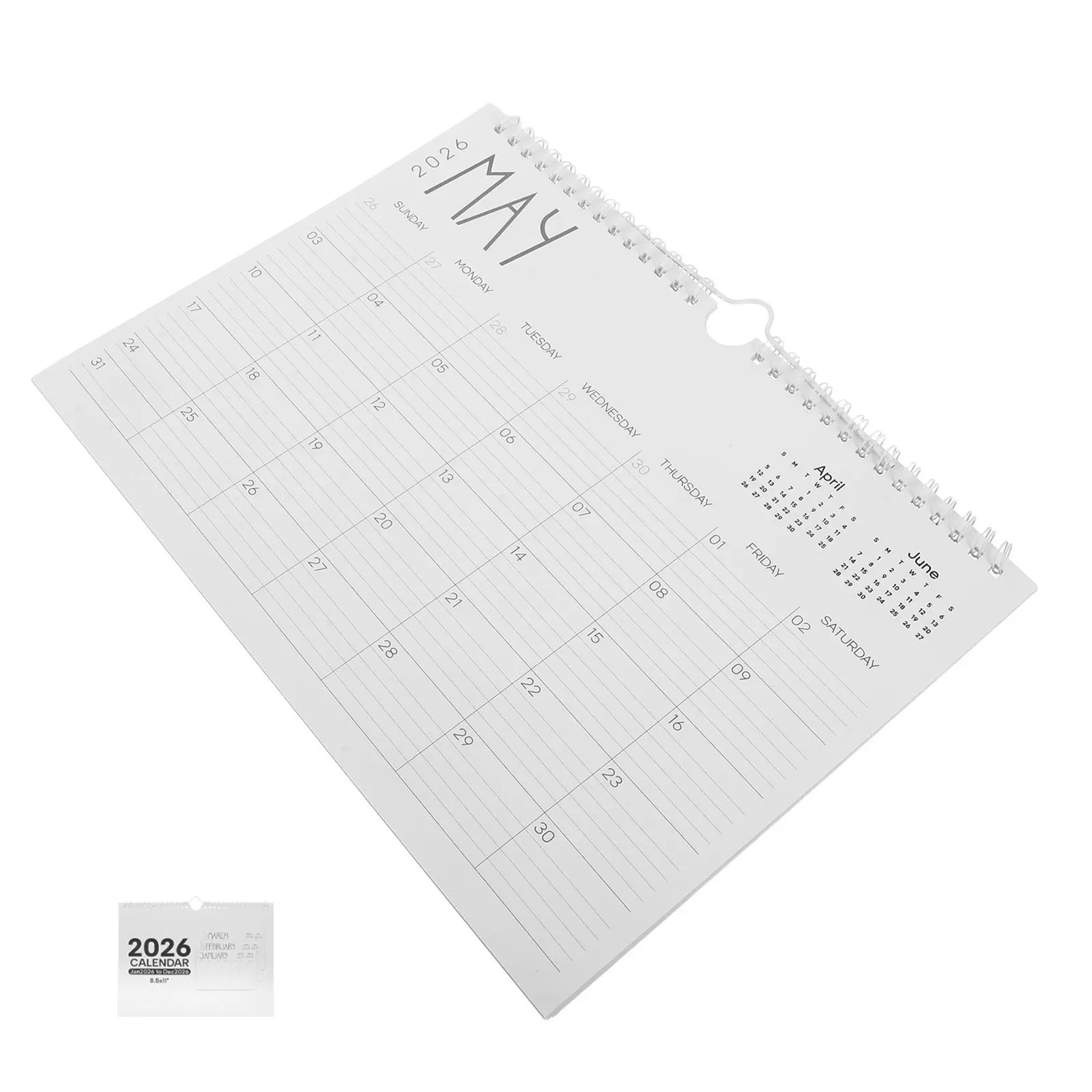 

2026 Yearly Wall Calendar Monthly Planner Tear Off Pages 12 Month Schedule Organizer with International Holidays Modern Wire
