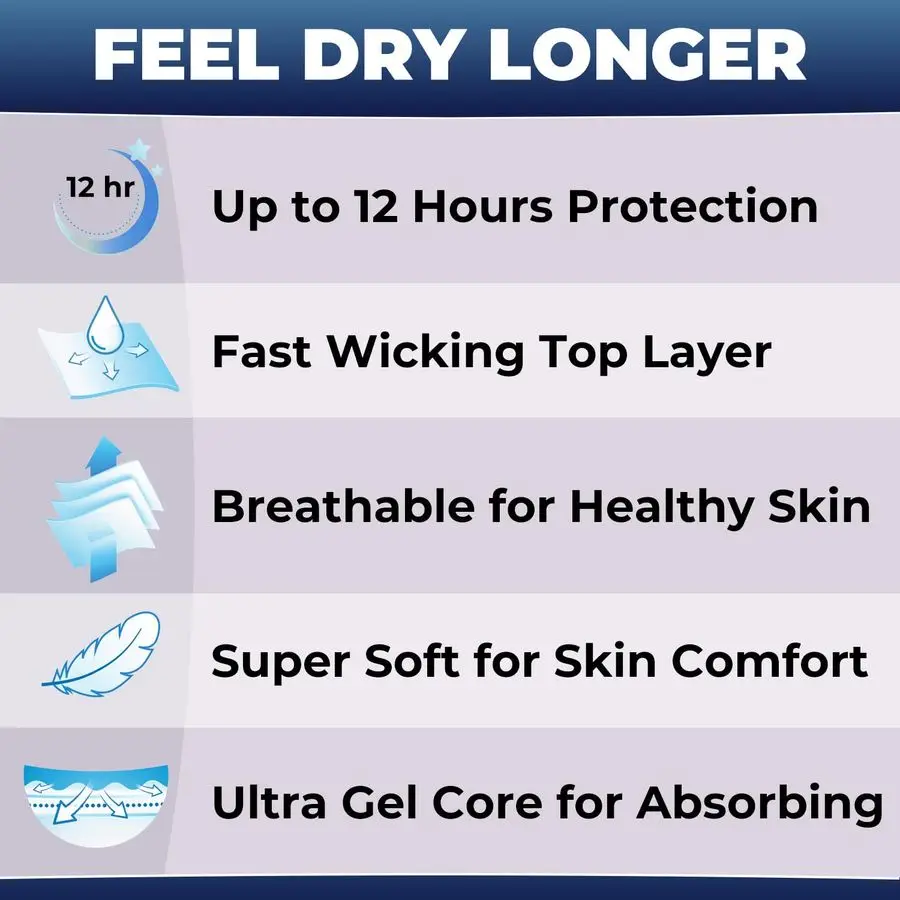 EnduraDry Max Adult Diapers with Tabs, Up to 12Hours, Super Absorbent Incontinence Underwear, Leak Protection Briefs, Medium, 48