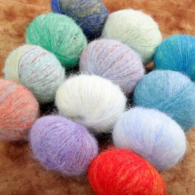 250g/set Colorful Mohair Yarn for Hand Knitting Crochet Scarf Shawl Coats Bags Hats DIY Soft Gradient Thread Warm Comfortable