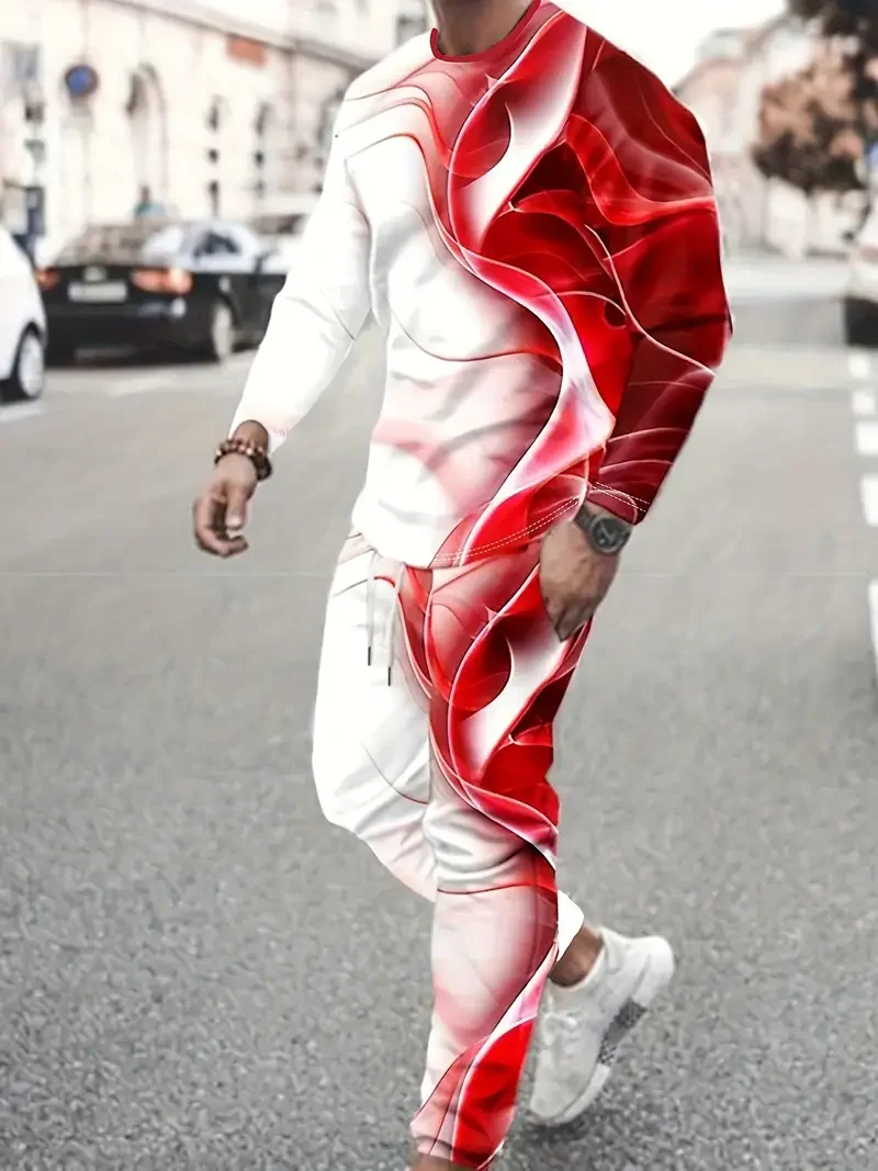 

Autumn Men's Long Sleeve T-Shirts Pants Sets 3D Print Fashion Men Sportswear Man Clothes Street Tracksuit Jogger 2 Piece Suits﻿﻿