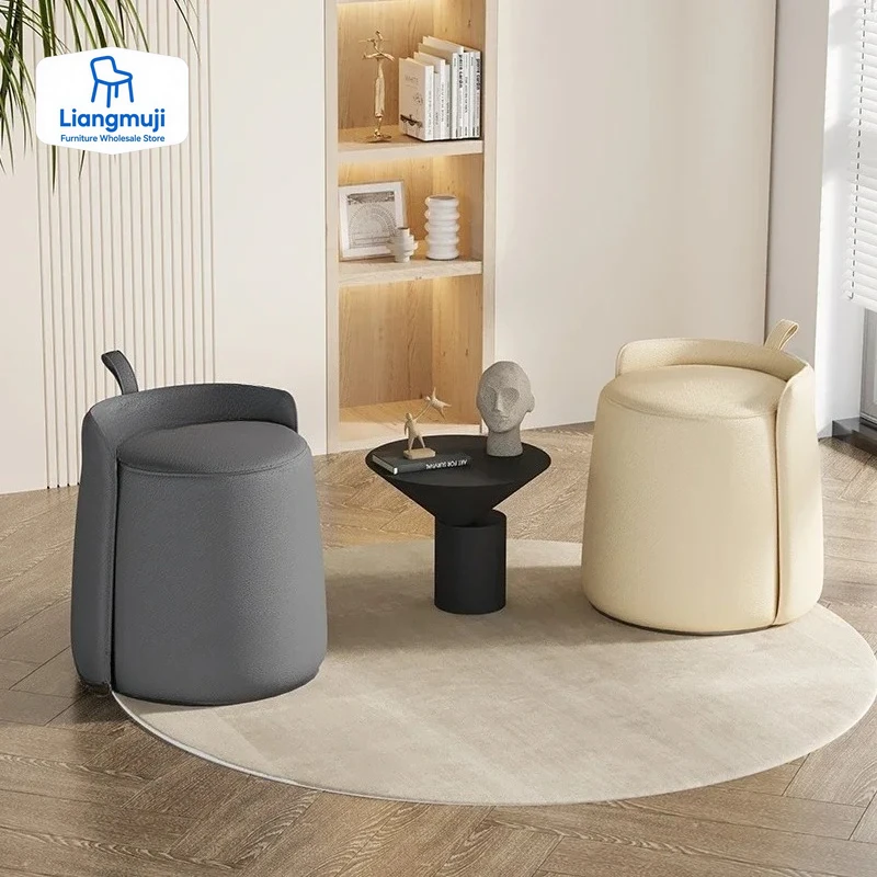 Tabouret de chambre à coucher, accessoires modernes de cuisine, canapés de Salon, tabouret de vanité, chaise en cuir pour Pouf de Salon, meubles nordiques modernes
