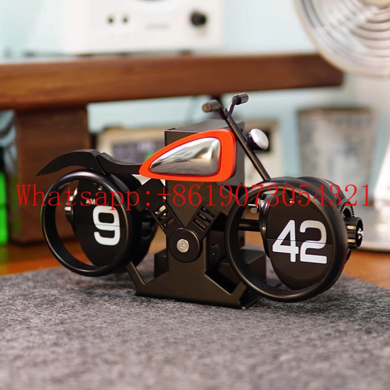 

Мотоциклетные автоматические часы с поворотом страниц, бесшумные механические часы с сиденьем, ретро ностальгическое высококачественное украшение для рабочего стола