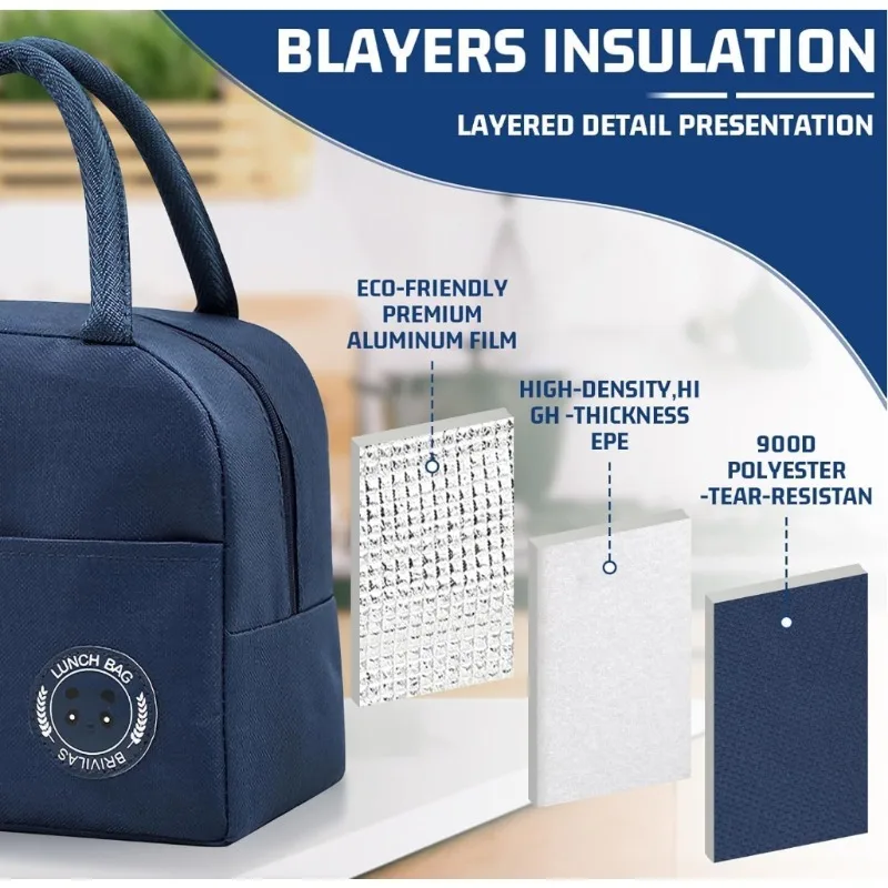 Geïsoleerde lunchtas voor heren en dames - Lekvrije lunchbox voor koeling/verwarming Draagbare en kleine lunchtas voor werkpicknickreizen