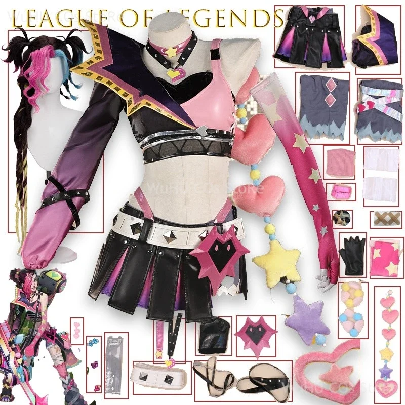 

КосплейJinx Heartthrob Skin Косплей Костюм Игры League of Legends Валентина Аниме Платье Лолита Модный наряд Хэллоуин