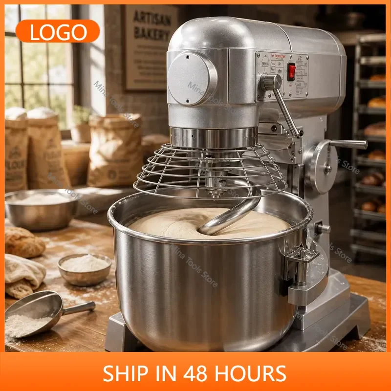 Professional 3 Speed Planetary Food Mixer B30 Industrial Dough Mixer with Wire Whisk Dough Hook Flat Beater for Pizza