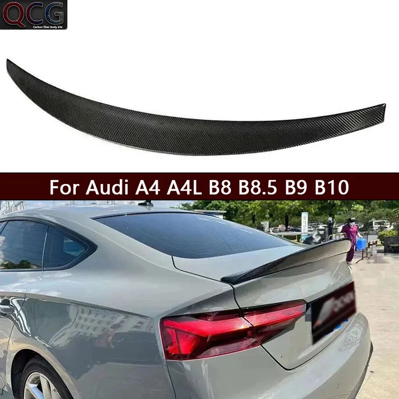 

For Audi A4 A4L B8 B8.5 B9 B10 Carbon Fiber Tail fins Rear Trunk Spoiler Guide Wing Rear Wing Diverter Car Accessories Body Kit
