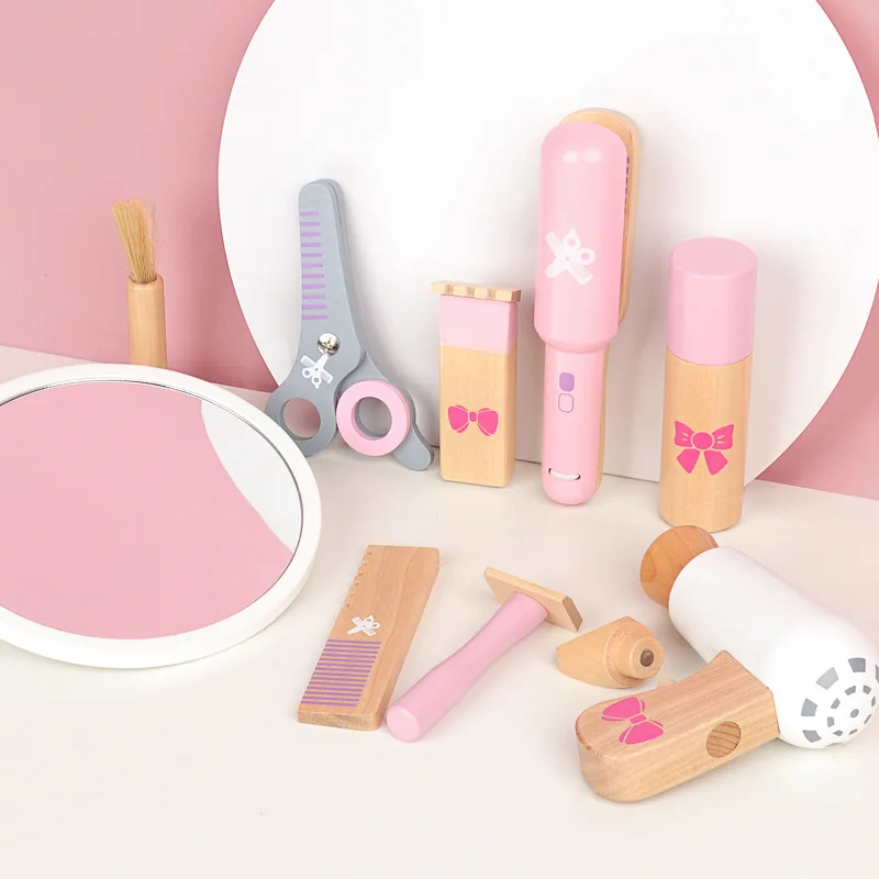 Girls Simulation Wooden Cosmetic Pretend Play Make Up Toys Makeup Set Play House Princess Beauty Toys for Girls Children Gifts