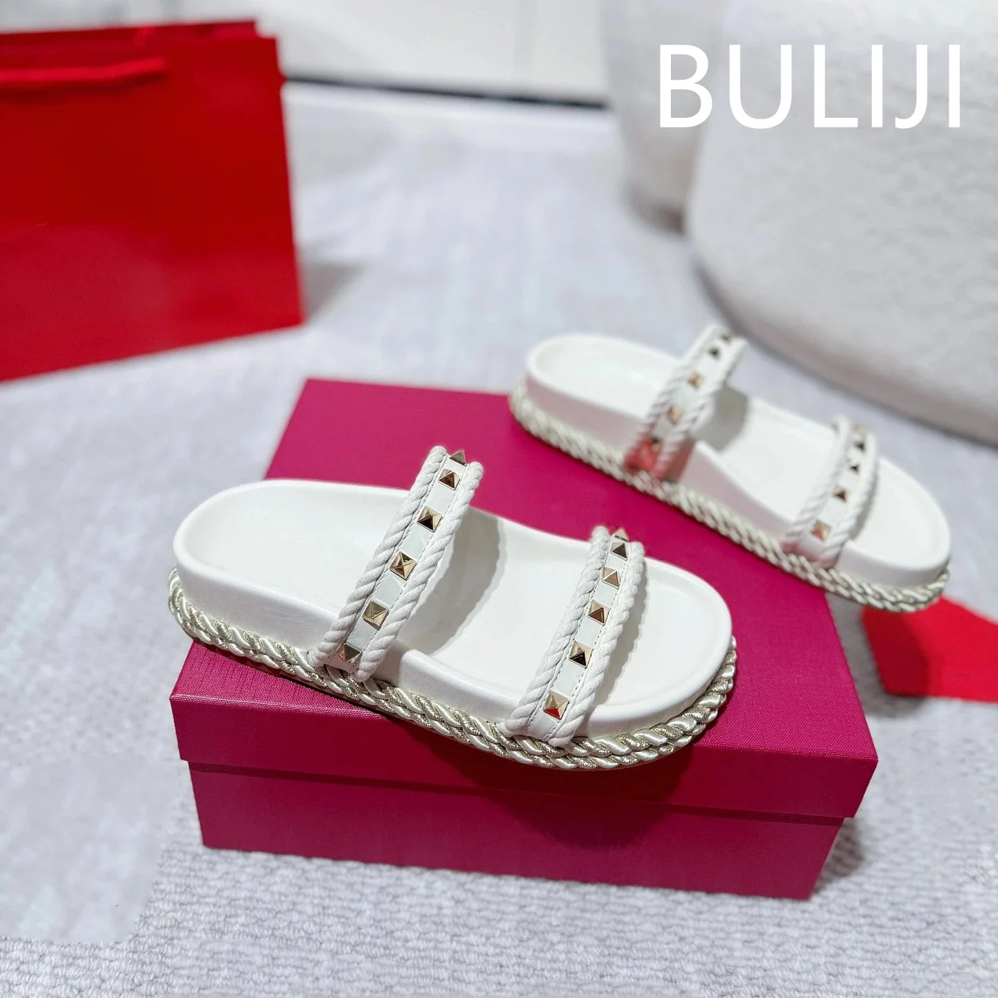 Обувь FANGXITING, женские плетеные сандалии на среднем каблуке, с круглым носком, на плоской платформе, с пряжкой и ремешком, летняя дизайнерская обувь Zapatillas