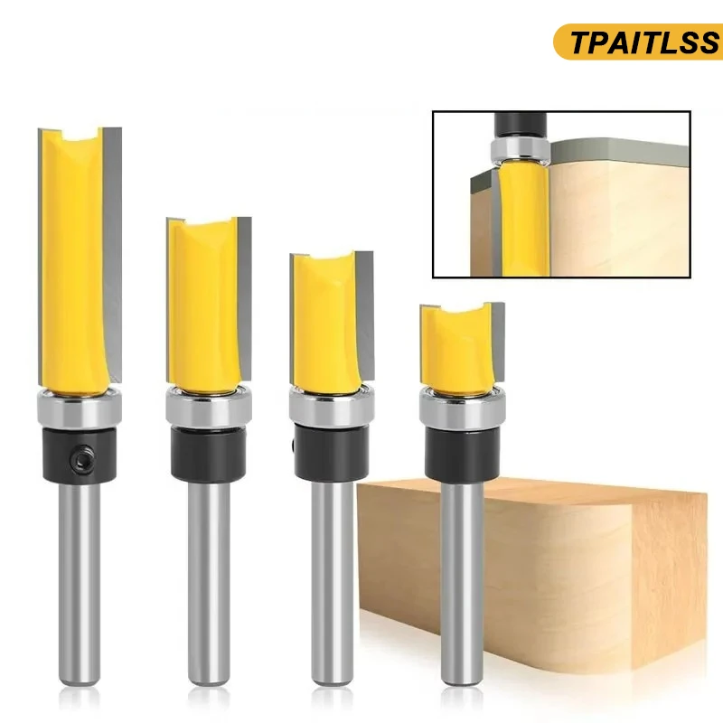 For Woodworking 6mm 6.35mm Shank Template Trim Hinge Mortising Router Bit Straight Trimmer Cleaning Flush Trim Tenon Cutter