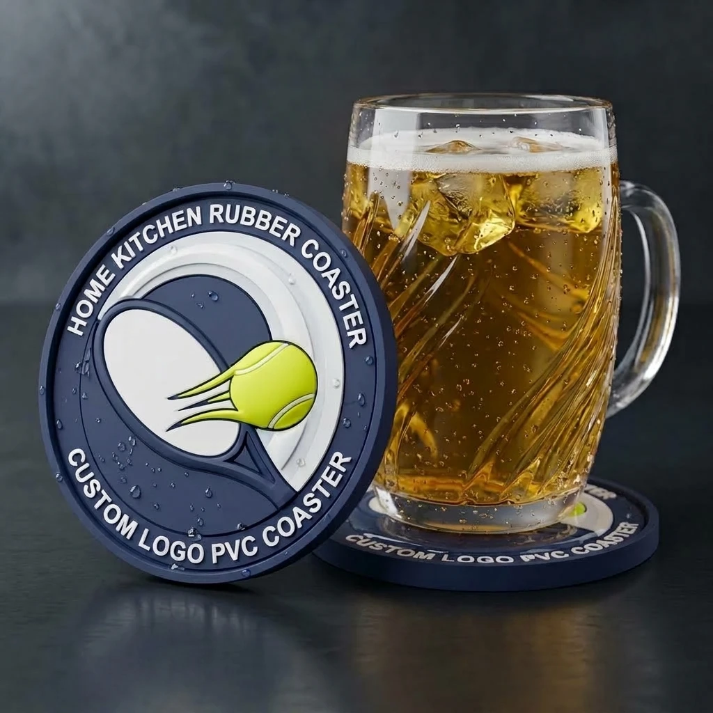 Personalized Logo Printed PVC Rubber Cup Mat Heat Resistant Drink Coaster for Tea Coffee Mug
