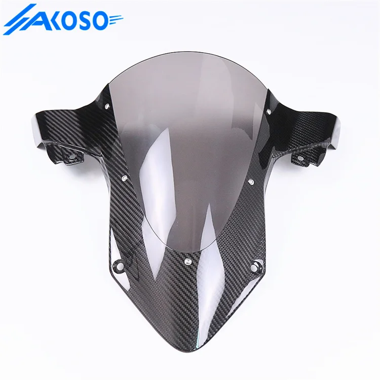 AKOSO 100% 3K 3*3 Carbon Fiber Windscreen Motorcycle Front Windshield For BMW S1000RR 2019-2025