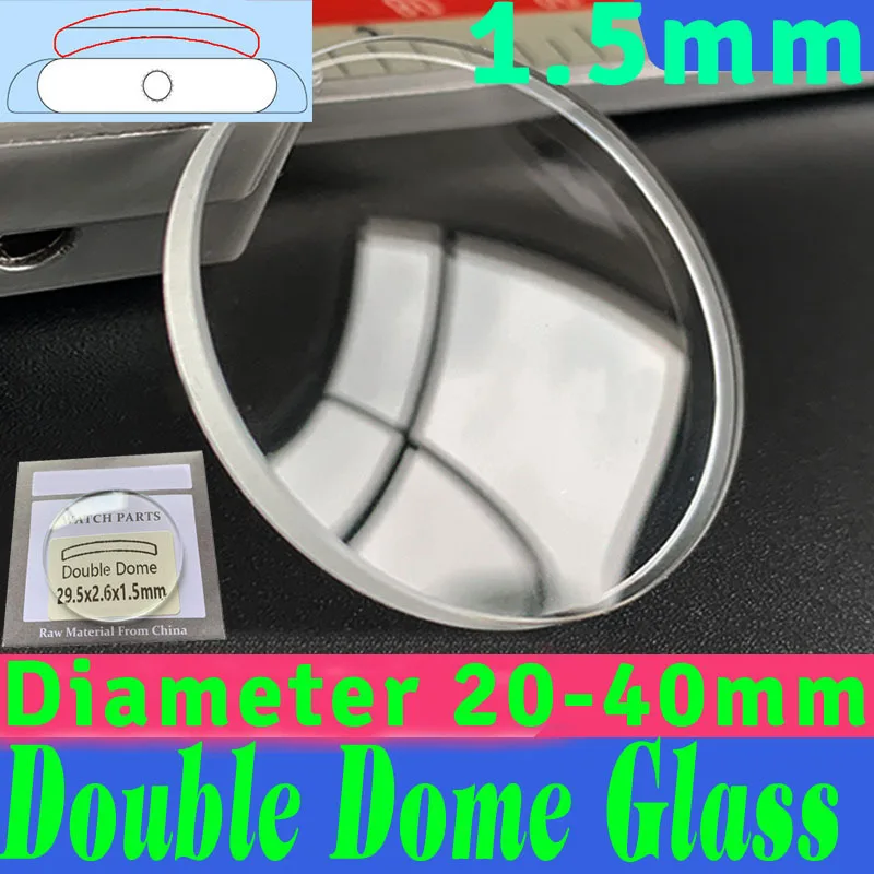1.5mm Thick Double Dome Mineral Watch Crystal 16.5mm 20mm-40mm Circular Watch Glass Replacement Watch Lens Repair Parts 1PC