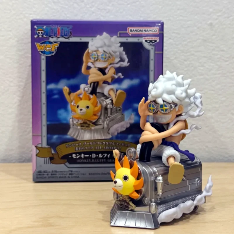 

Bandai One Piece Gear 5 Nika Luffy Figure Mugiwara Store Exclusive Silver Thousand Sunny Train Head Collectible Anime Statue Toy