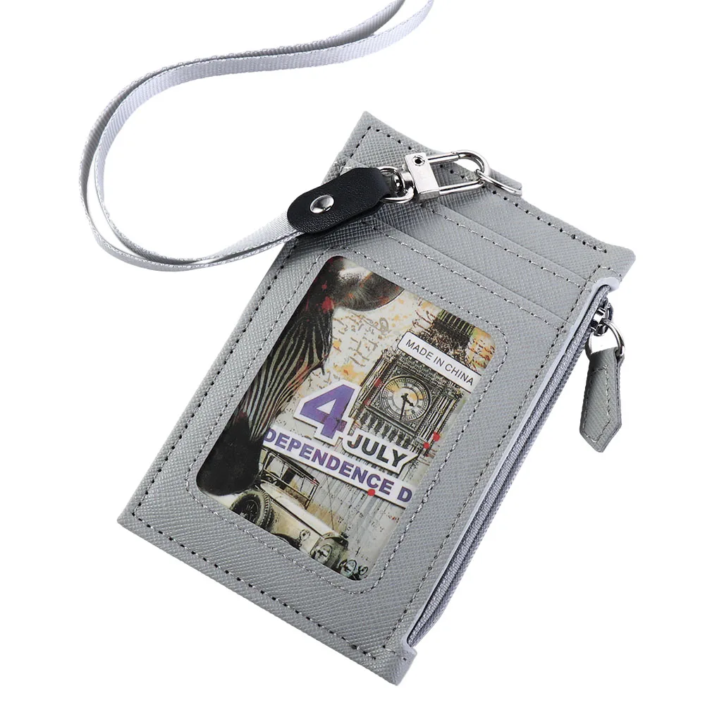 

Men Office School Supplies Business Mini Wallet Neck Strap Coin Purse ID Card Holder with Lanyard Badge Holder Bus Cards Cover