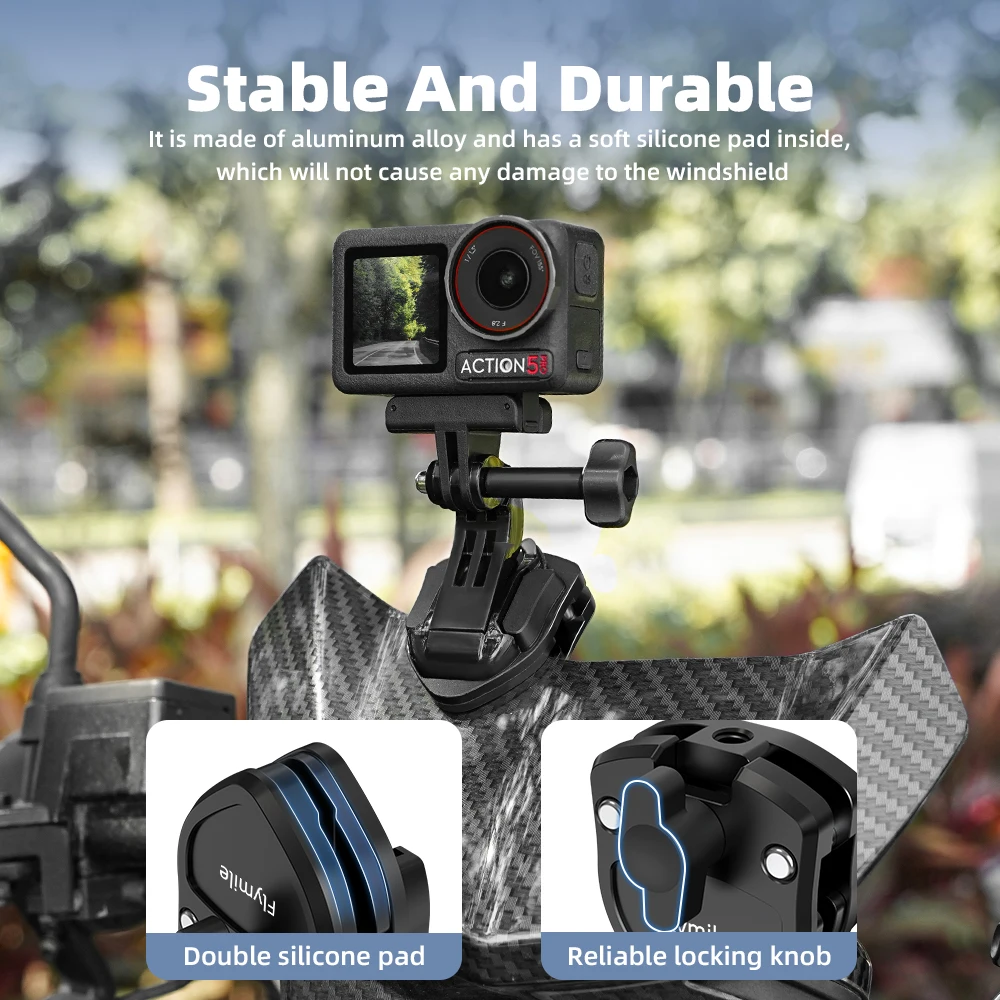 Flymile กระจกรถจักรยานยนต์คลิปสําหรับ DJI Action 5 Pro/Gopro 13 กล้องกีฬา CLAMP อลูมิเนียมอัลลอยด์สําหรับ GoPro 12 11 10 9 8