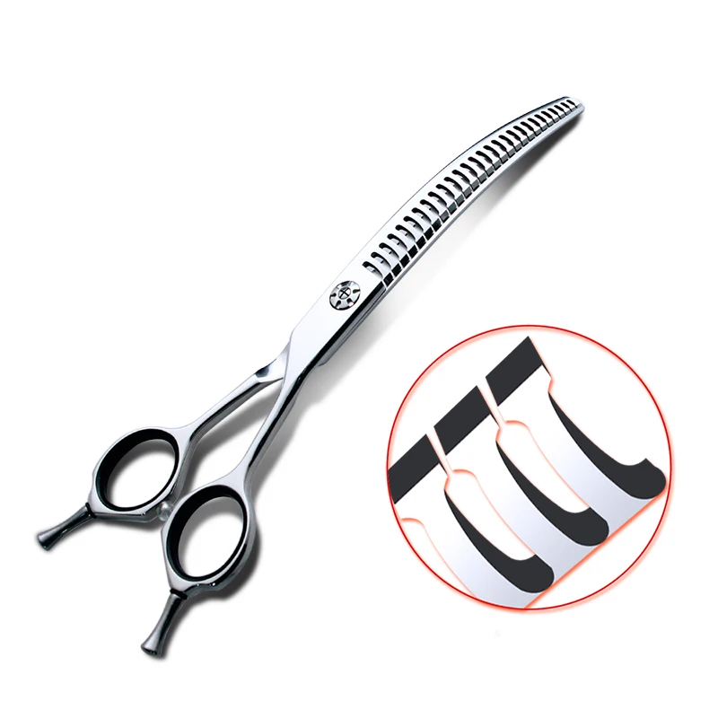 new arrival Professional 7 inch 28teeth High quality Pet dog Grooming Scissors Curved thinning Shears Chunker Thinner Scissors