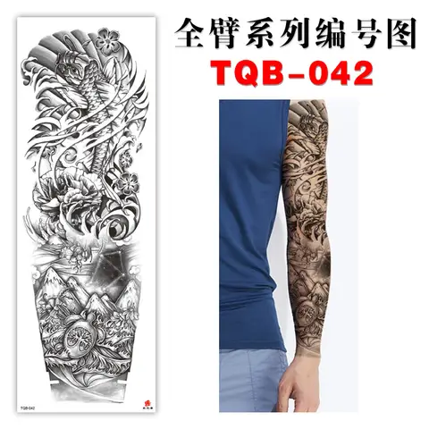 Compass Robot Arm Temporary Tattoos Sleeve For Men Women Realistic Fake Skull Angel Full Arm Tatoos Maori Totem Tattoo Sticker
