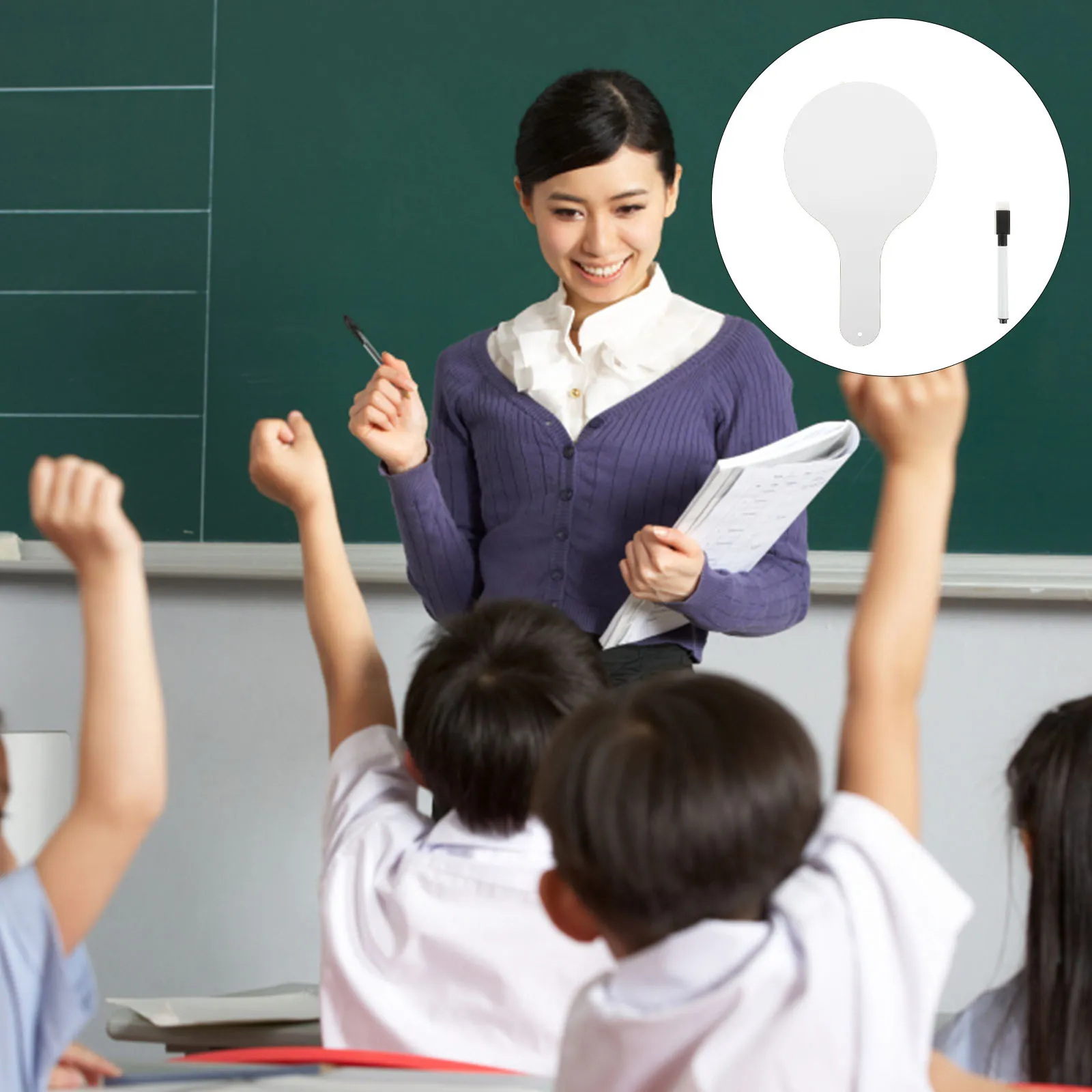 BUTIFULSIC 1 Set Answer Board Handle Design Double Side Erasable Whiteboard School Supplies for Students Handheld Accessory