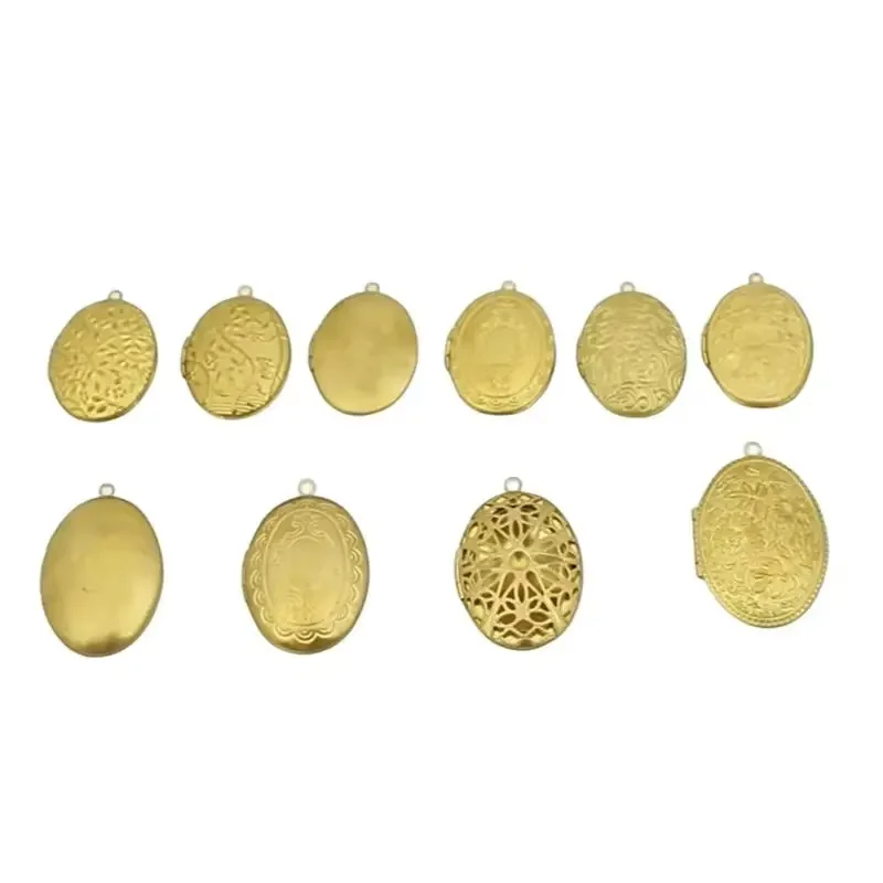

BoYuTe (50 Pieces/Lot) Oval Shaped Raw Brass Photo Locket Pendant Can Open Diy Jewelry Making Accessories