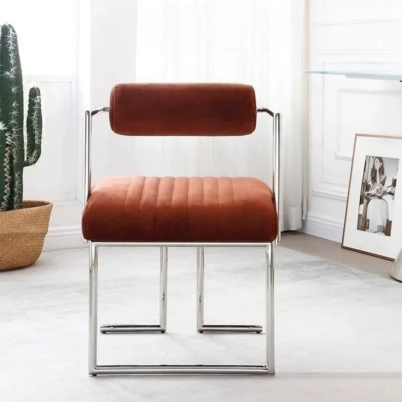 New Modern Simple Style Dining Chairs Stainless Steel Frame Seat Household Leisure Stool Soft Comfort Single Dining Rest Fu
