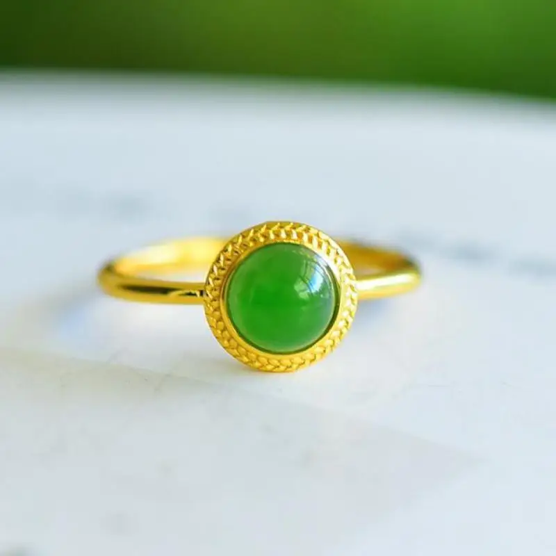 Genuine China Nephrite Stone Green Jade Ring 925 Silver Certified Jewelry Women Natural Hetian Jade Rings Girlfriend Gifts