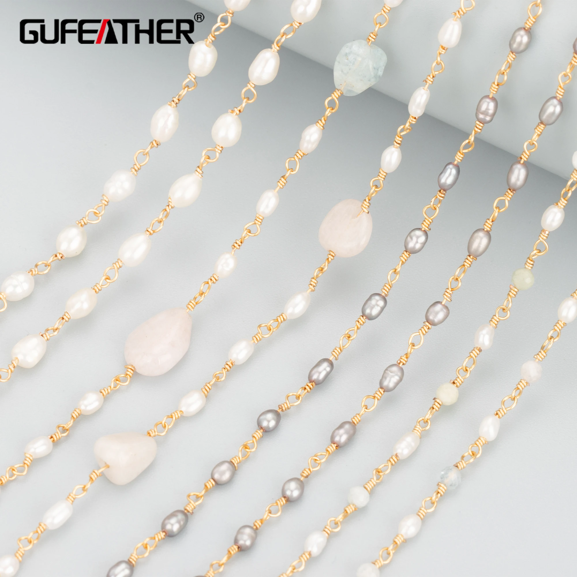 GUFEATHER C71,jewelry accessories,pass REACH,nickel free,18k gold plated,natural stone pearl,beads,diy chain necklace,1m/lot