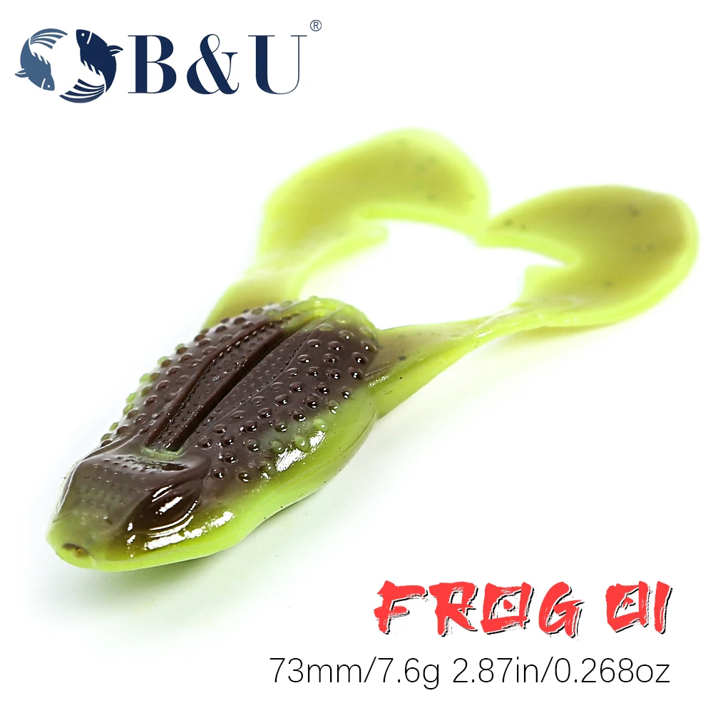 B&U 73mm pływająca miękka przynęta wędkarska żaba przynęty pstrąg przynęta na okonie silikonowa przynęta Swimbait Jigging woblery na szczupaka sztuczna gumowa przynęta