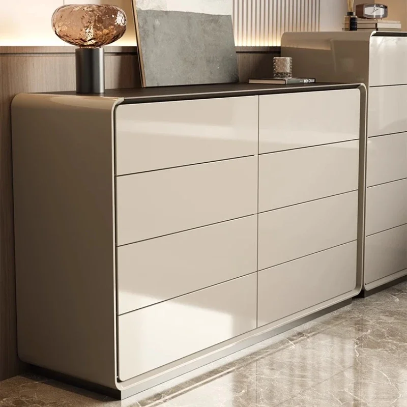 Living Room Cabinets Display Cabinet Crack Shelves Italian Style Minimalist Light Luxury Cream Style Storage Locker Dresser