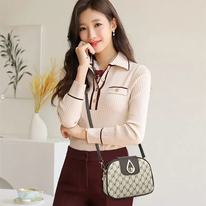 2025 جديد عصري وعصري مطبوعة إلكتروني نمط حقيبة واحدة الكتف Crossbody سعة كبيرة طول النظر الشيخوخي الهاتف محفظة حقيبة