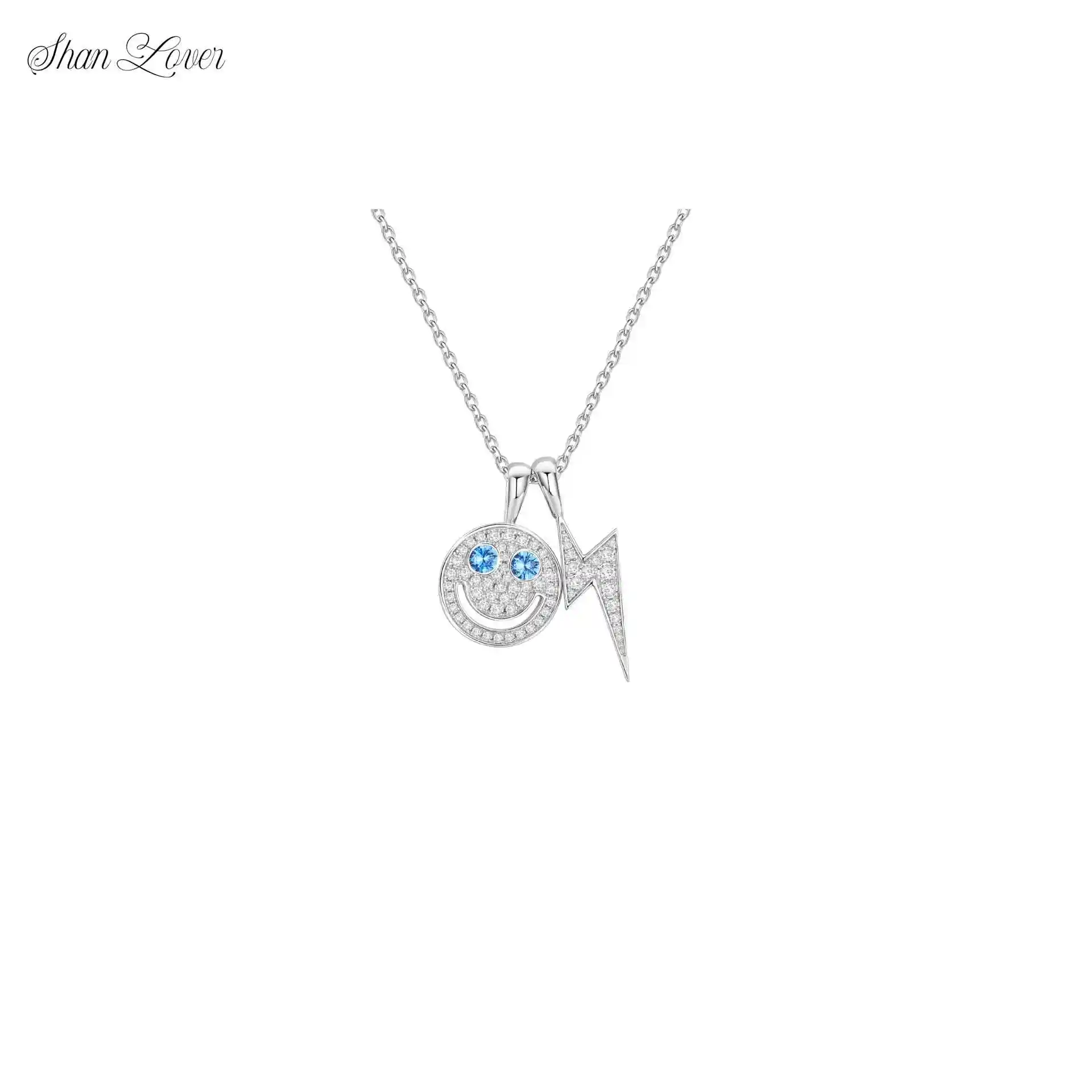 

ShanLover Brand Smile Face Blue Eye Design 925 Sterling Silver Pendants Necklaces Jewelry For Gril Woman Ladies Pendant Jewelry