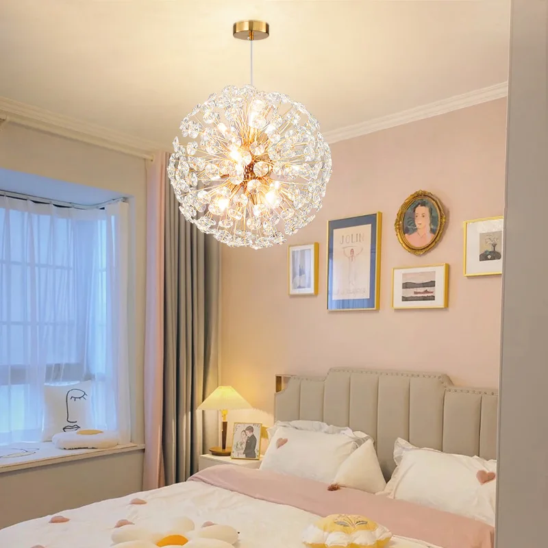 Light Luxury Luxury Dandelion K9 Crystal Chandelier Fashion Spark Ball Lamp Modern Bedroom Living room Dining Room Lighting Lamp