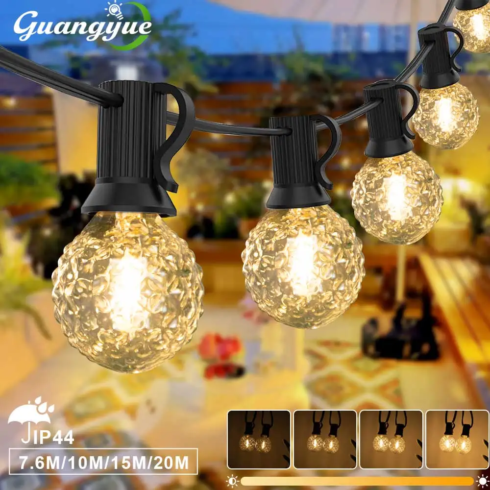 

Hanging Waterproof String Lights G40 Globe E12 Clear Incandescent Bulbs 1W 2700K String Lights for Indoor Outdoor Garden Camping