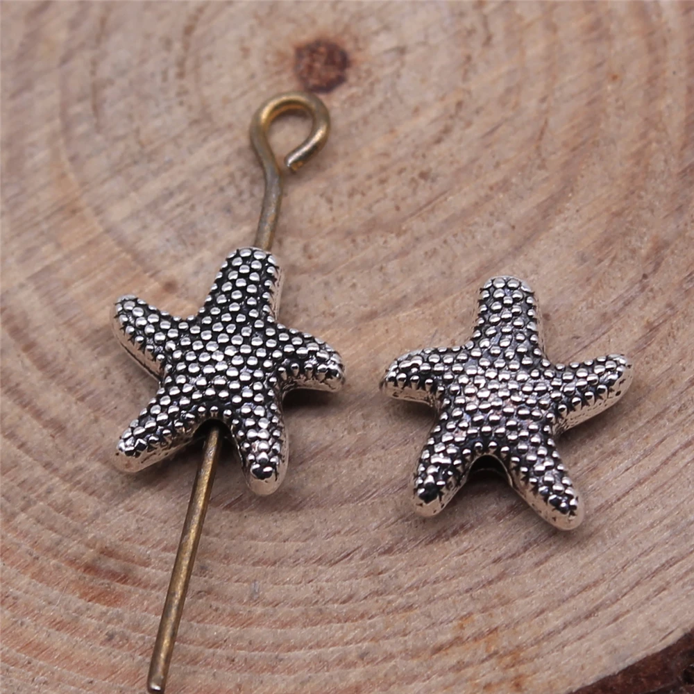 WYSIWYG 20pcs 10x10mm Antique Silver Color Starfish Beads For Jewelry Making DIY Jewelry Findings