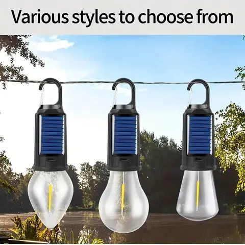 Lampadine per lampade a LED ad energia solare per esterni Ricarica USB Luce da campeggio Luci notturne portatili Torcia impermeabile Lampada da campeggio per pesca