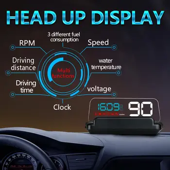 AD C500 HUD OBD Su Sıcaklığı Devir/Dakika Voltaj Alarmı Ayna Hız Göstergesi Araç Baş Üstü Ekranı Ön Cam Projeksiyon Cihazı Araç Güvenlik Alarmı 10 best sales Obd devir - №9