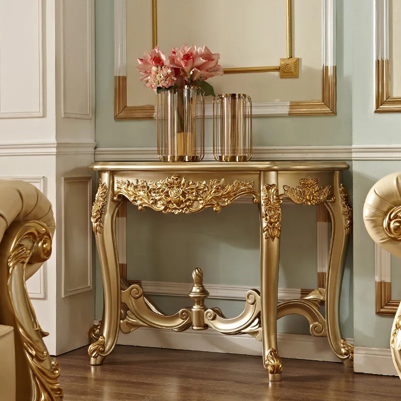 Modern golden royal living room console desktop wooden board design for home and office use