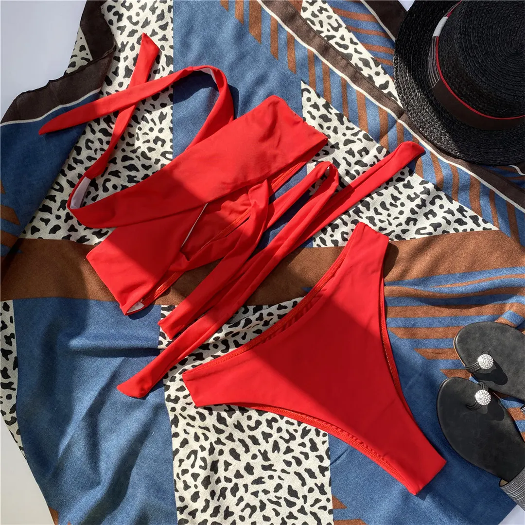 Neue 5-Farben-Bikini-Sets für Damen, zweiteiliger Badeanzug, weiß, mit Ausschnitten, brasilianischer Badeanzug, Badebekleidung, Modell V3366B – Detail 37