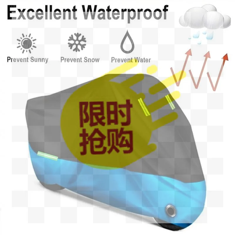 3 Layers Motorcycle Cover Dust UV Outdoor Protection Motor Cover Motorbike Cover All Season Universal Weather With Lock-Holes