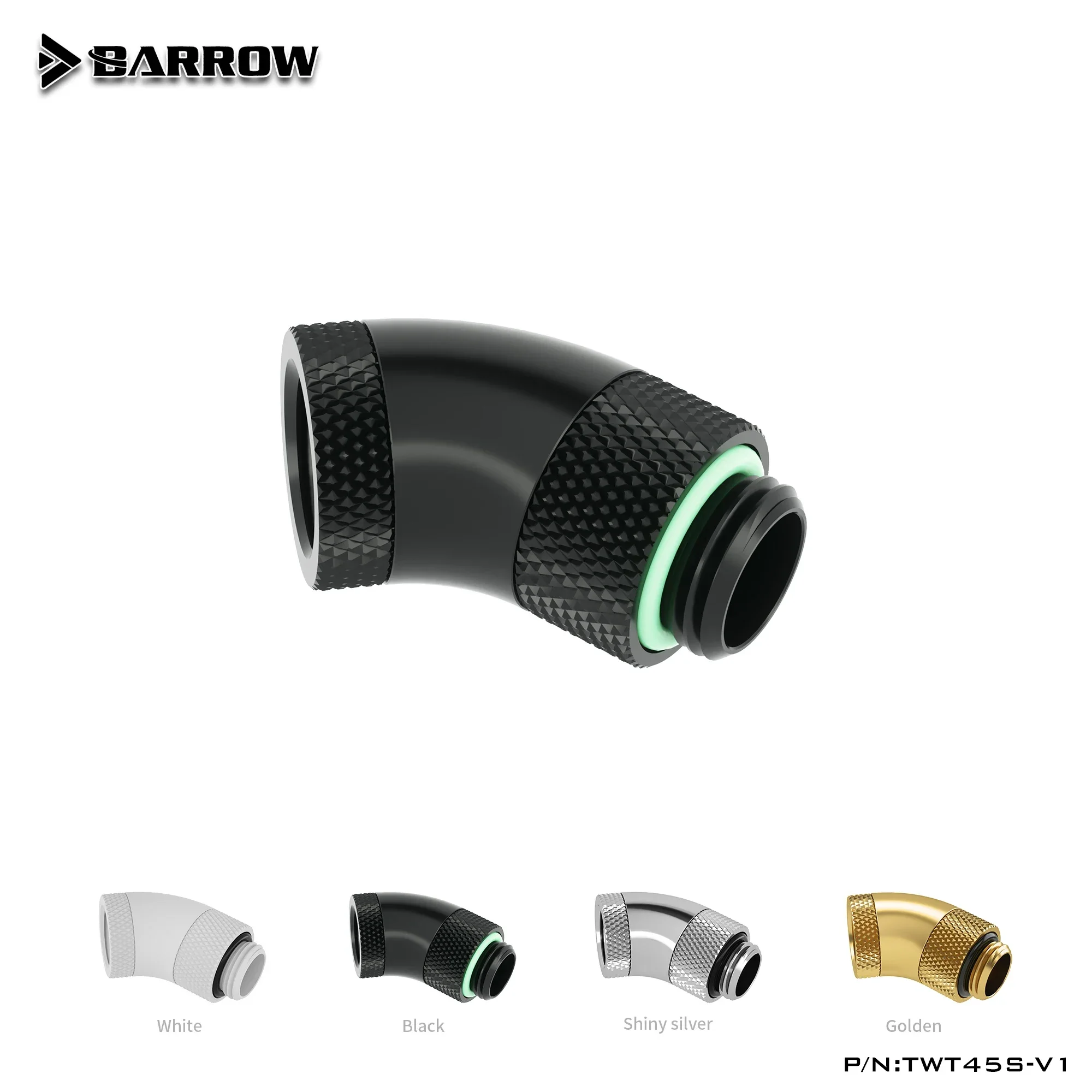 Barrow Black White Silver G1/4''thread 45 Degree Two Rotary Fitting Adapter Rotating 45 Degrees Water Cooling Adaptors TWT45S-V1