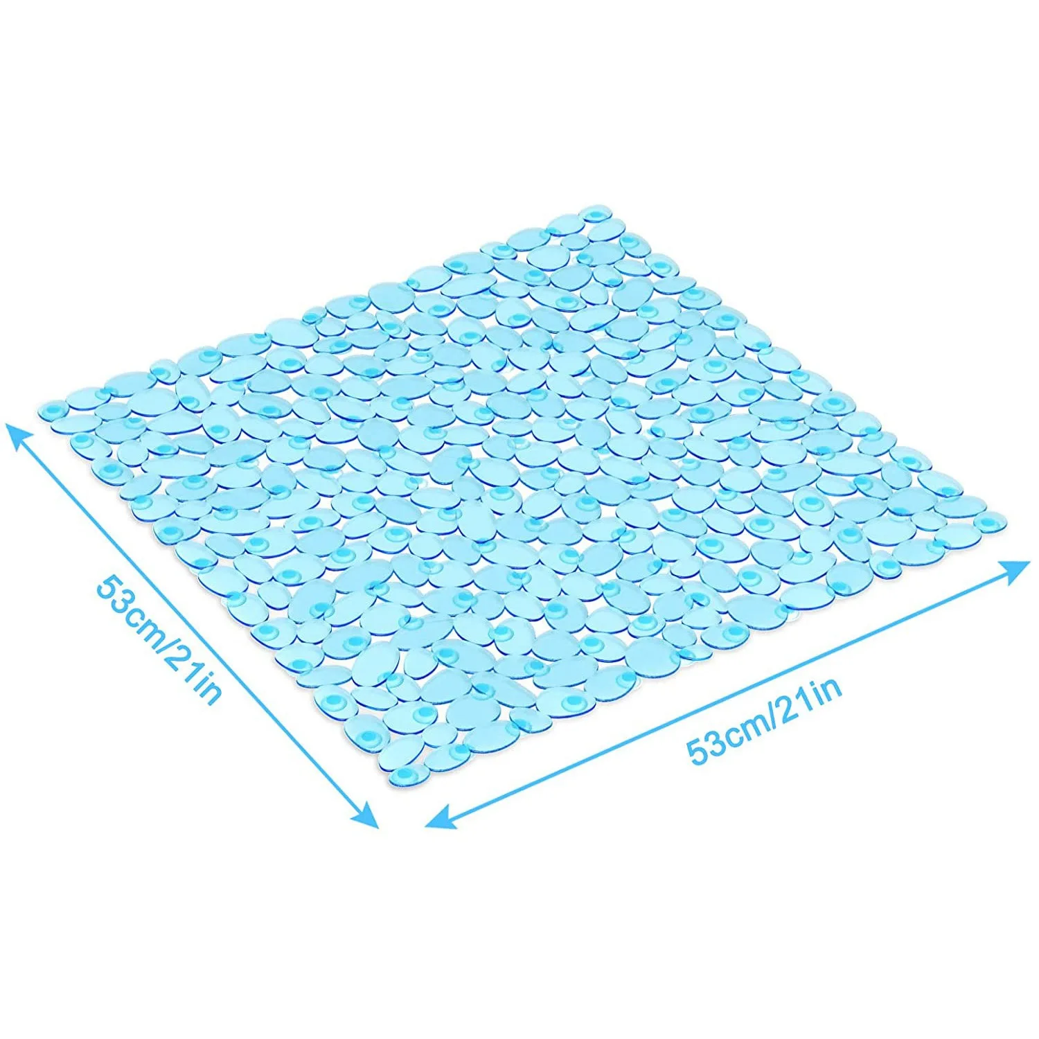 Bath Mat 53x53cm Shower Non-Slip Floor Mat Pebble Design  PVC Bathroom Safety Anti-Slip Massage Pad Square New Upgrade