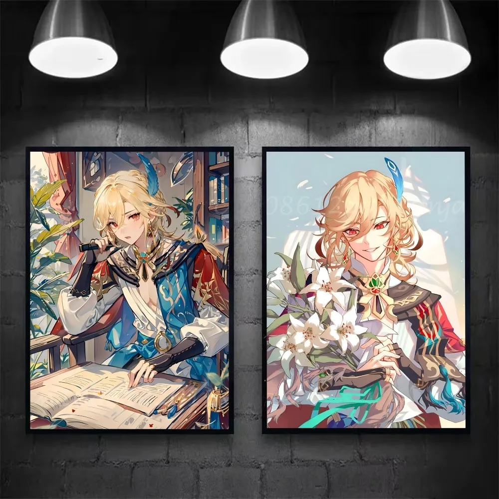 1 قطعة لعبة Genshin تأثير Kaveh الهيثم المشارك ذاتية اللصق الفن ورق مقاوم للماء ملصق مقهى بار غرفة جدار ديكور