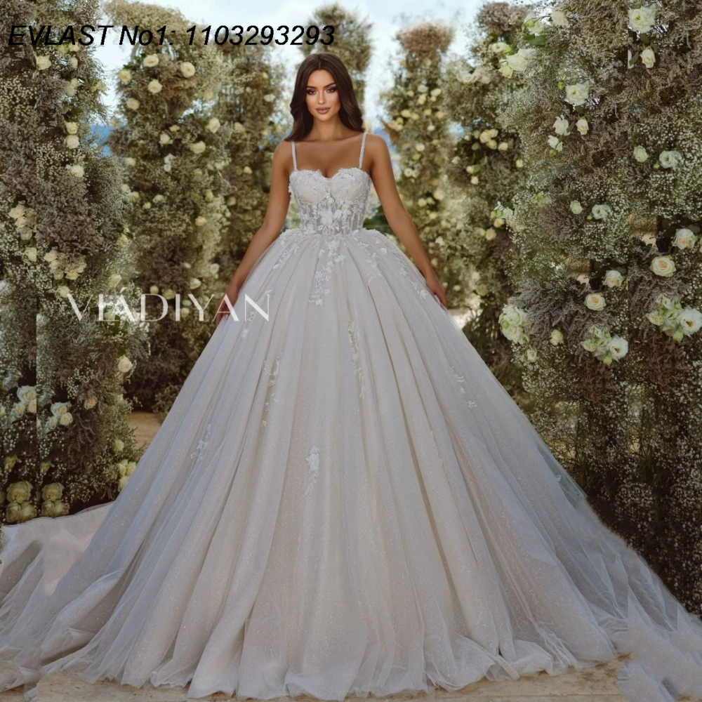 

EVLAST винтажное свадебное платье трапециевидной формы по индивидуальному заказу, милое кружевное платье с аппликацией и бисером, очаровательное свадебное платье невесты TBD113