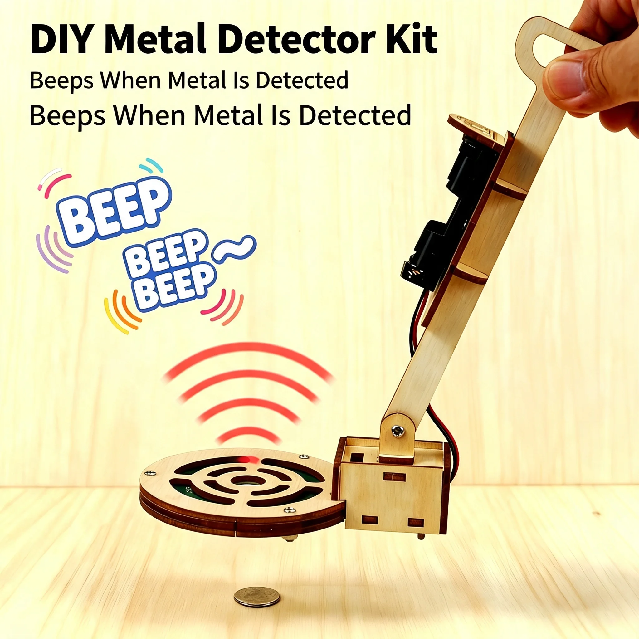 DIY Wooden Metal Detector Kit Physics Science Experiment Toy  Educational STEM Invention Handmade Assembly Craft Materials Set