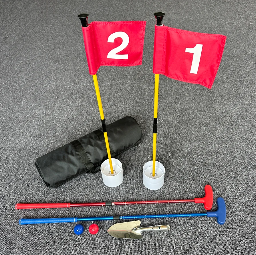 

Outdoor Backyard Beach Putting Game Mini Golf on the Beach - 2 Putters, 2 Flags in a Travel Bag Set