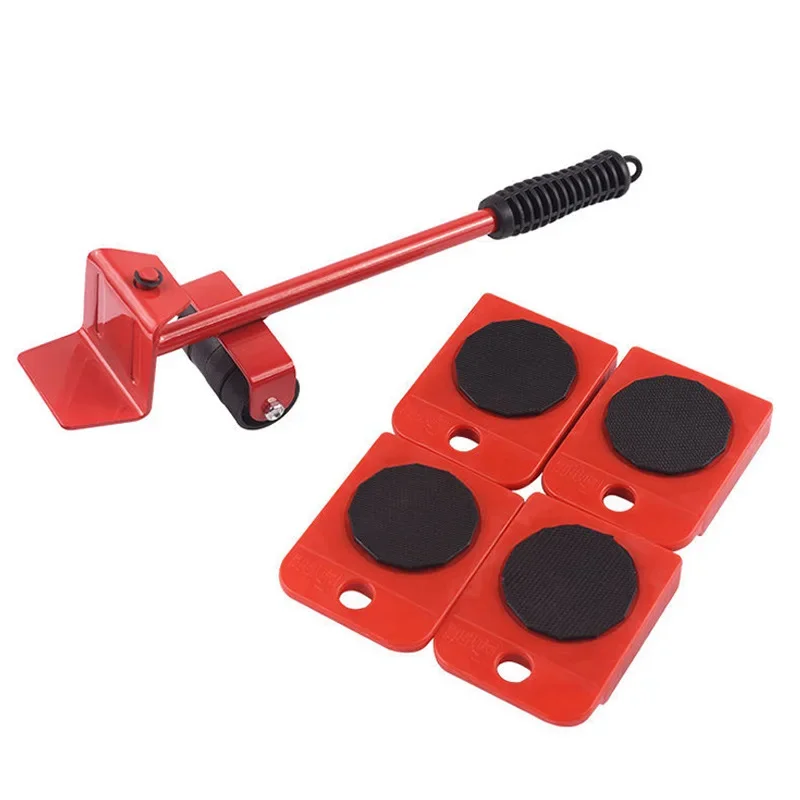 5Pcs/set Furniture Mover Tool Set Heavy Stuffs Moving Roller with Bar Furniture Mover Lifter with Wheel Professional Moving Tool