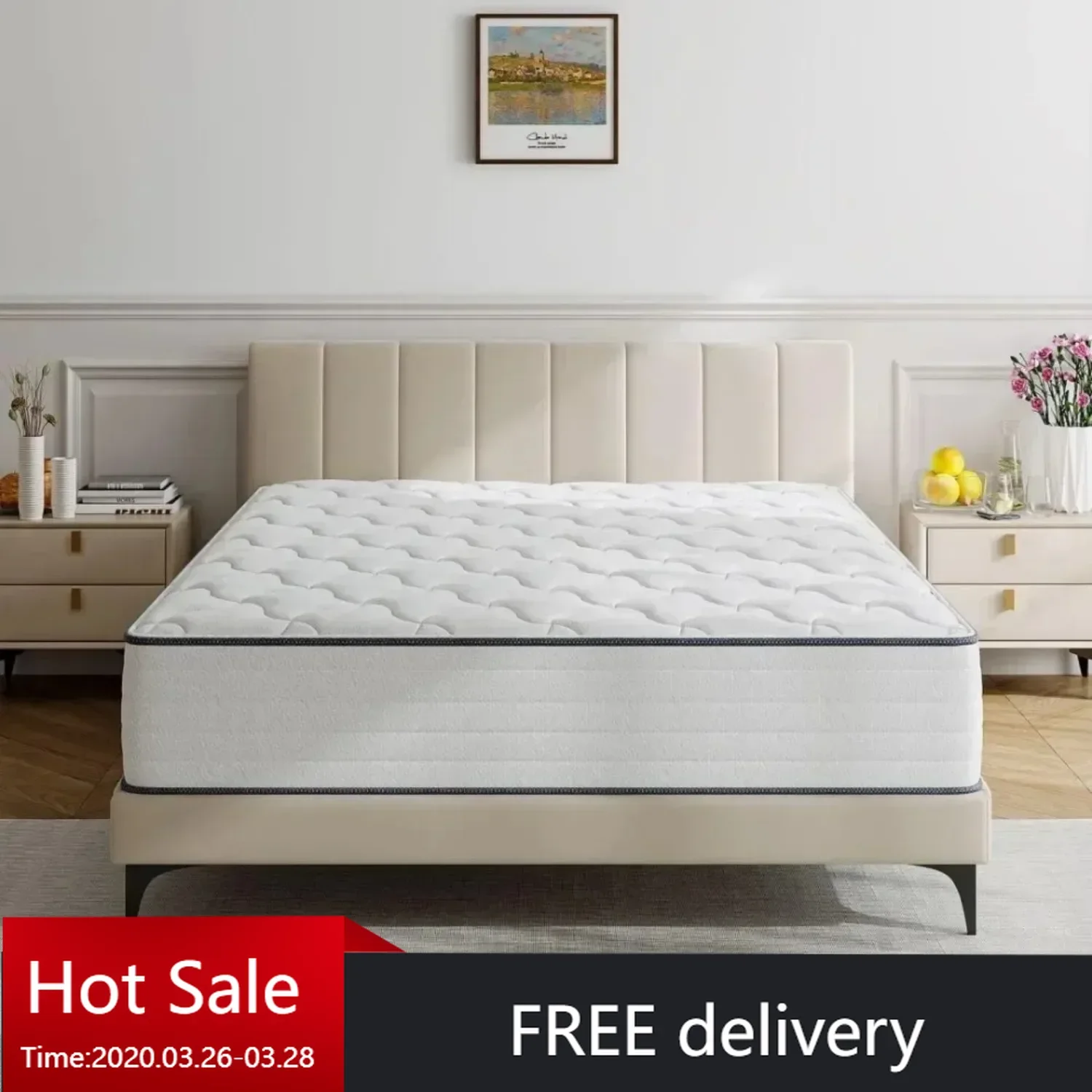 12 Inch Medium Firm Hybrid Mattress with Antistatic Breathable Euro Top Cover, Motion Isolation, Pressure Relief