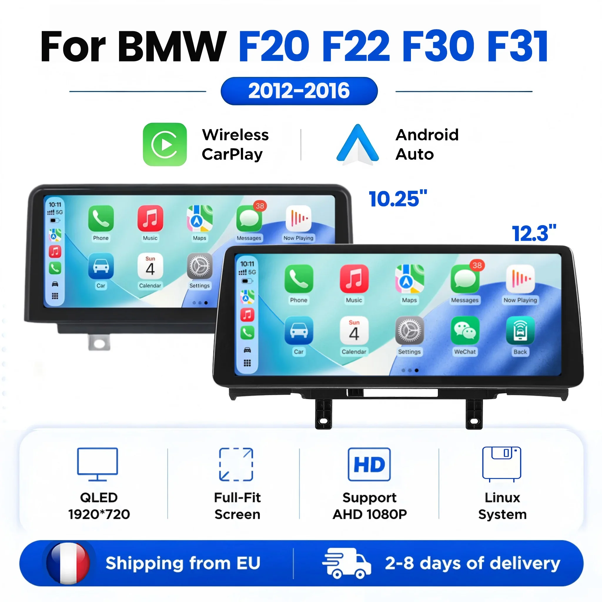Autoradio MEKEDE con sistema Linux, CarPlay wireless e Android Auto per BMW Serie 1, 2, 3, 4 F20, F21, F22, F30, F32, F34, F36 2013-2017 NBT, lettore multimediale con audio BT, plug and play, mantiene