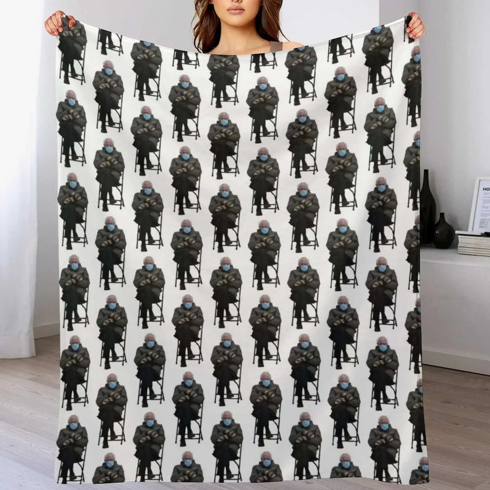 

New bernie sanders sitting in a folding chair Throw Blanket Cozy Microfiber Throw Blanket for Home Bedroom
