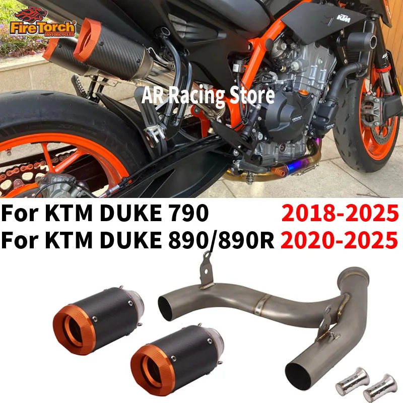 Slip On For KTM DUKE 790 890 890R 2018 - 2025 Motorcycle Exhaust System Escape Moto Modified Mid Link Pipe Muffler DB Killer